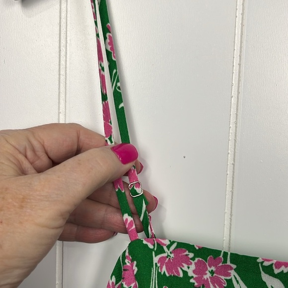 Timing Womens MIdi Dress XL Green Pink Floral Adj Straps Hi-Lo Hemline Open Back - Picture 3 of 14